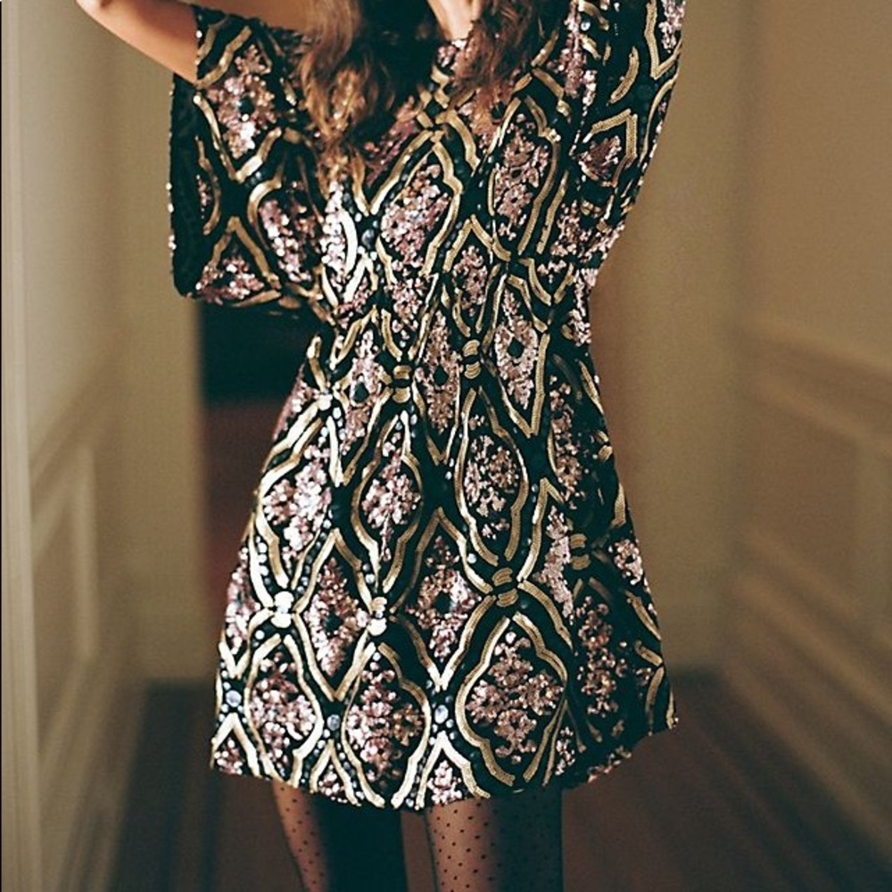 Anthropologie babydoll sequin dress